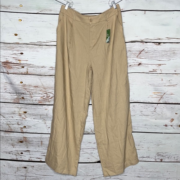Willit NWT Size XL Tan Linen Blend 31” Inseam Wide Leg Pants - Picture 1 of 4